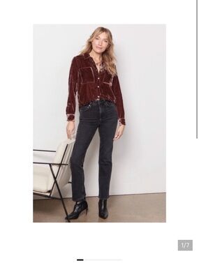 Evereve Crushed Velvet Button Up